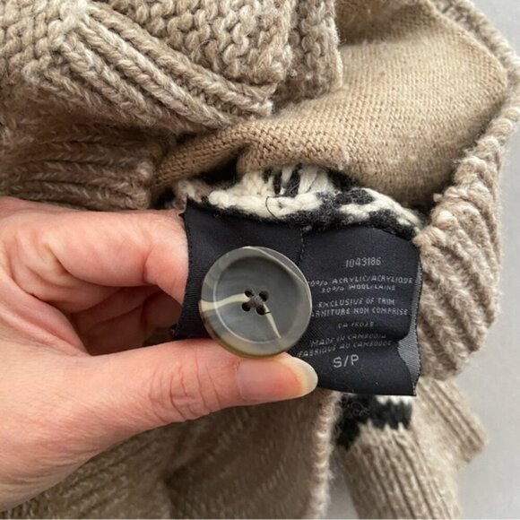 Sansara Wool Blend Fair Isle Chunky Knit Nordic Sweater Cardigan Sz S - Picture 7 of 9